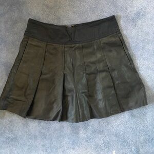 VINCE Goat Leather Pleated Skirt